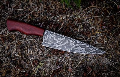 Crimson Heart: Damascus Kitchen Knife