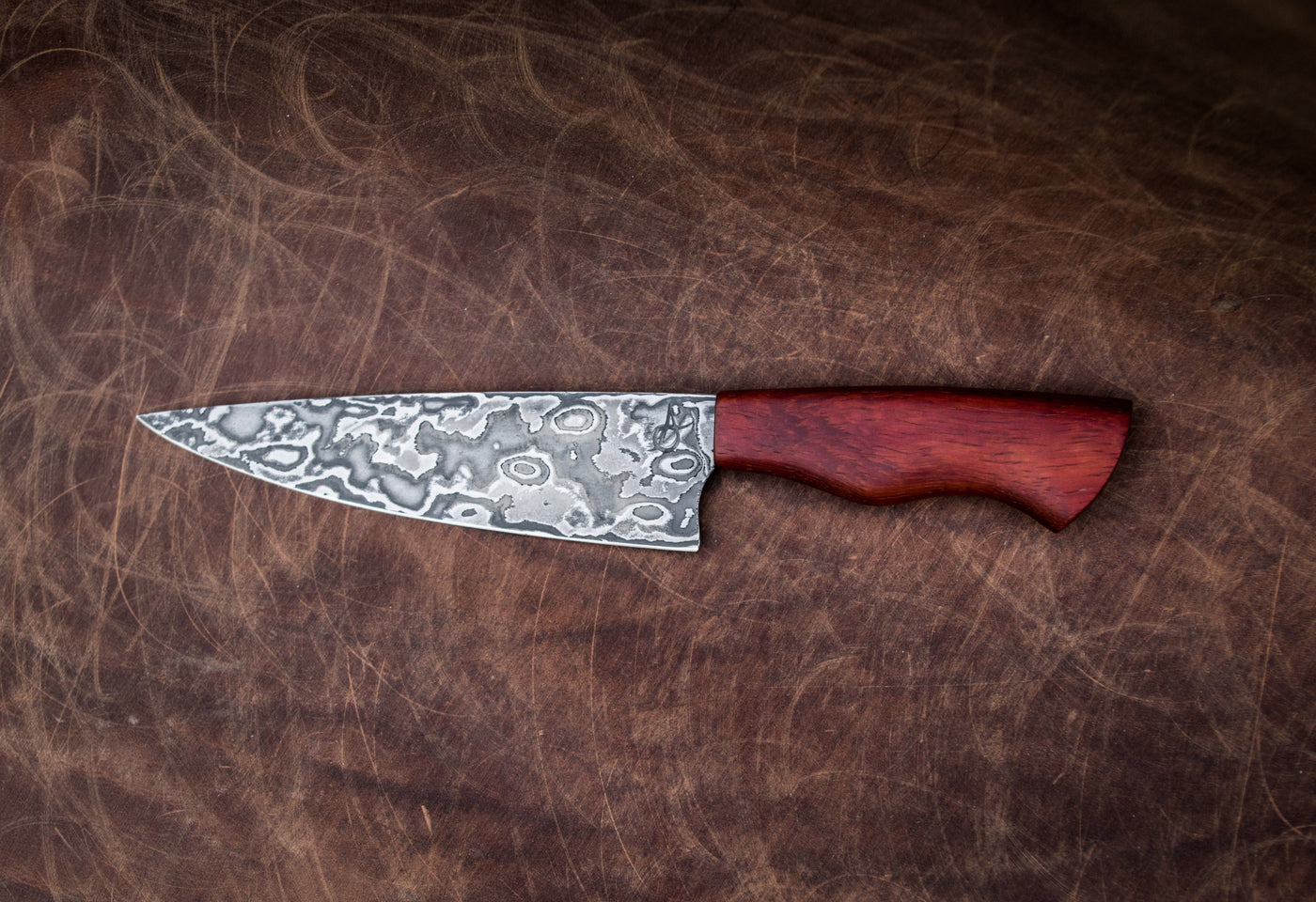 Crimson Heart: Damascus Kitchen Knife