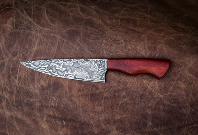 Crimson Heart: Damascus Kitchen Knife