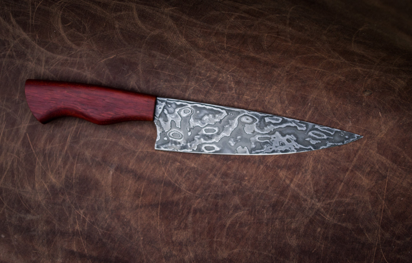 Crimson Heart: Damascus Kitchen Knife